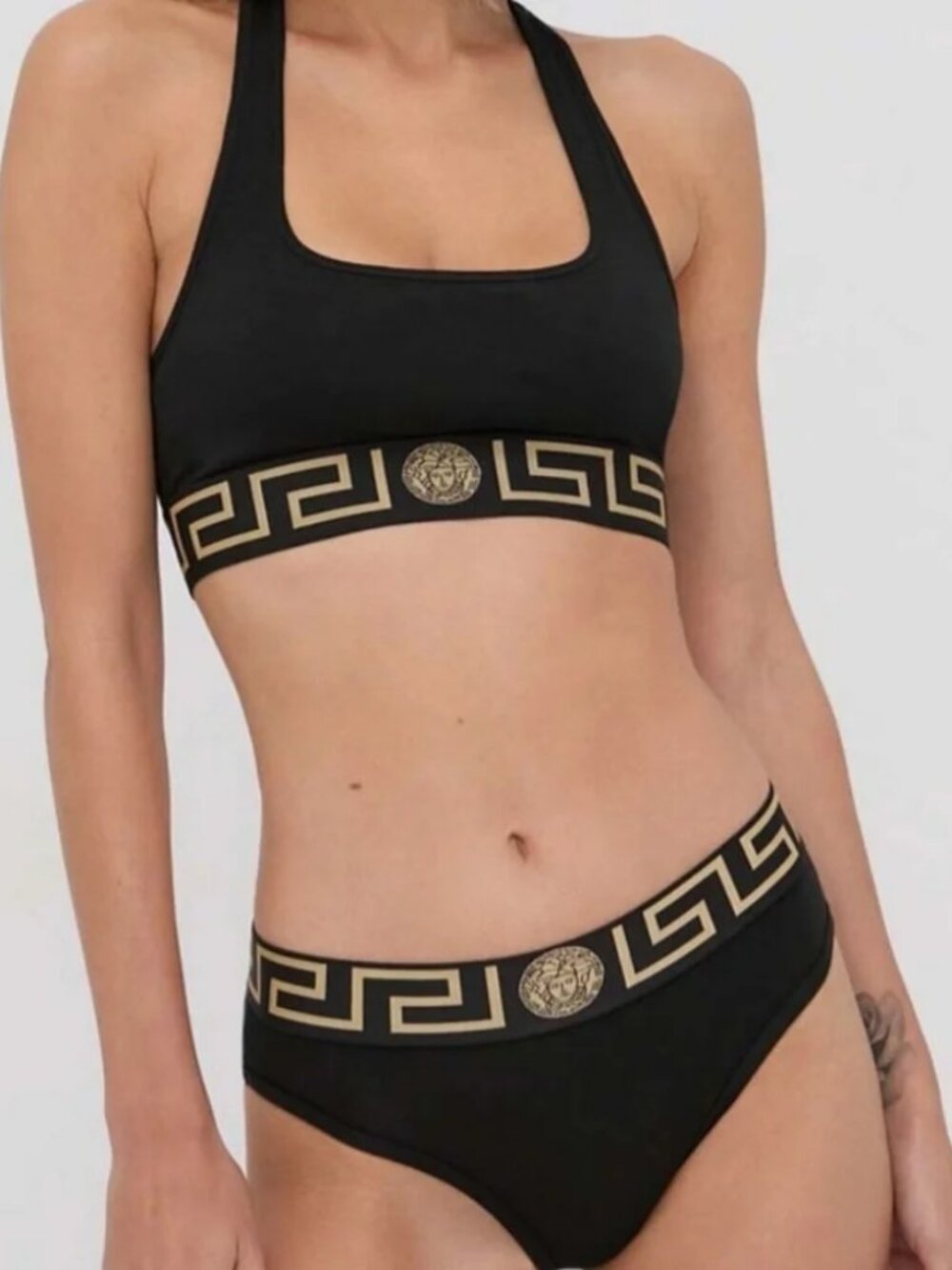 Versace  Black Medusa Sports Bra and Brief Set
